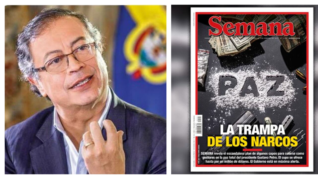 Presidente Gustavo Petro y portada de SEMANA