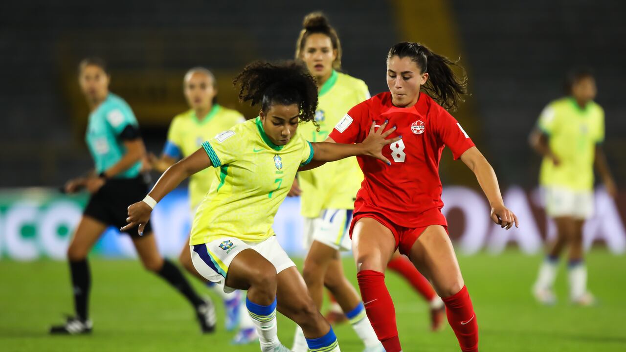 Bogotá. Septiembre 6 de 2024. Canadá enfrenta a Brasil , por la fecha 03 del Mundial femenino Sub 20 2024, en el estadio Nemesio Camacho el Campin.