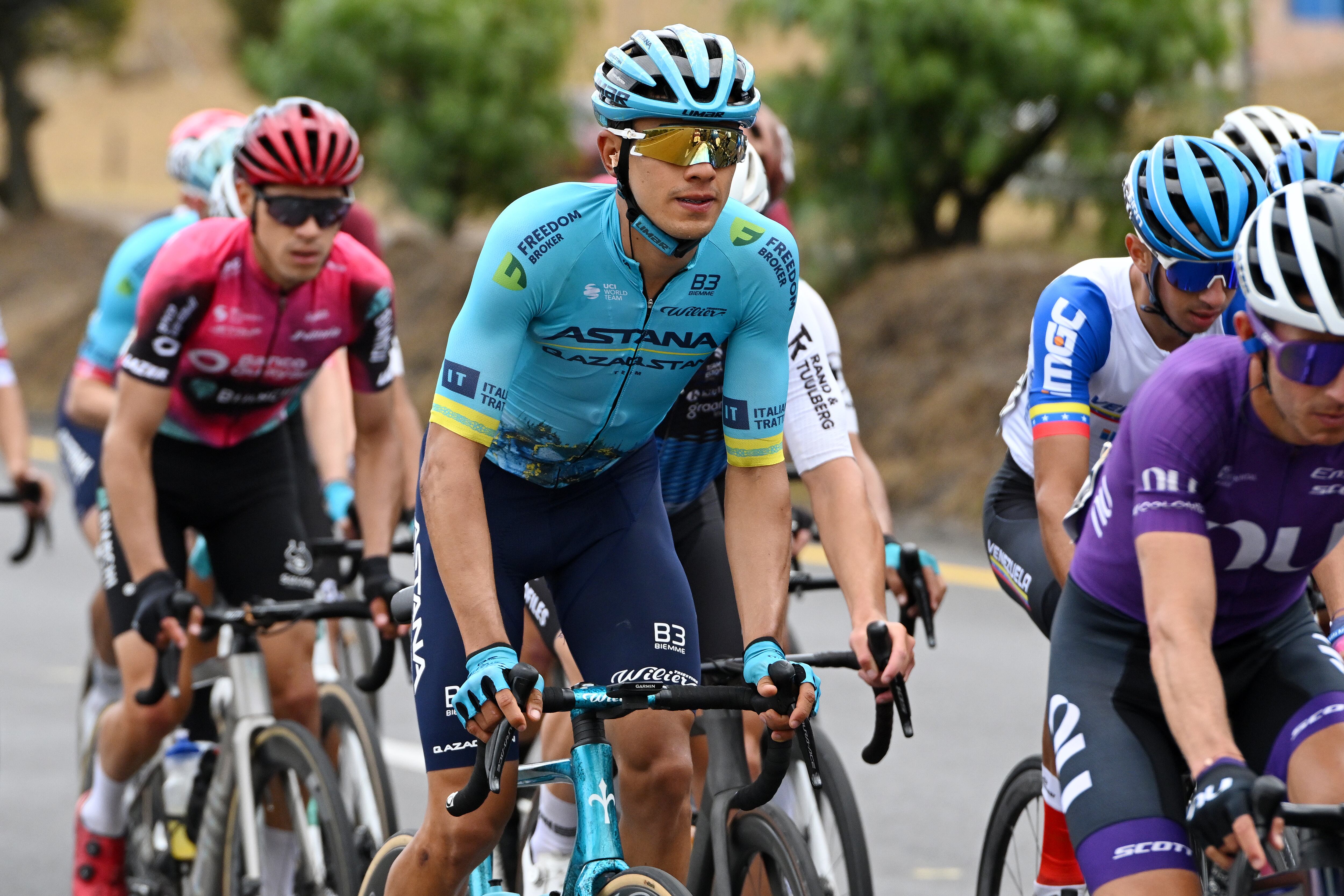 SANTA ROSA DE VITERBO, COLOMBIA - FEBRUARY 07: Harold Tejada of Colombia and Astana Qazaqstan Team competes during the 4th Tour Colombia 2024, Stage 2 a 168.6km stage from Paipa to Santa Rosa de Viterbo 2751m on February 07, 2024 in Santa Rosa de Viterbo, Colombia. (Photo by Maximiliano Blanco/Getty Images)