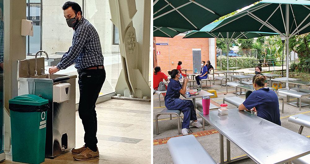 Al igual que en los colegios, las universidades exigen usar el tapabocas, lavarse las manos al entrar y mantener la distancia personal.