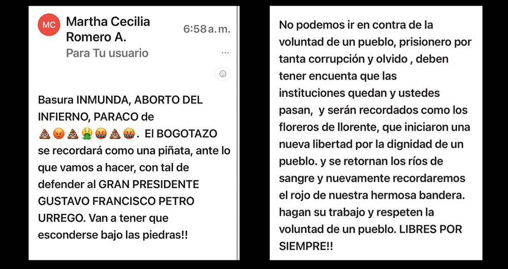 Más mensajes amenazantes.