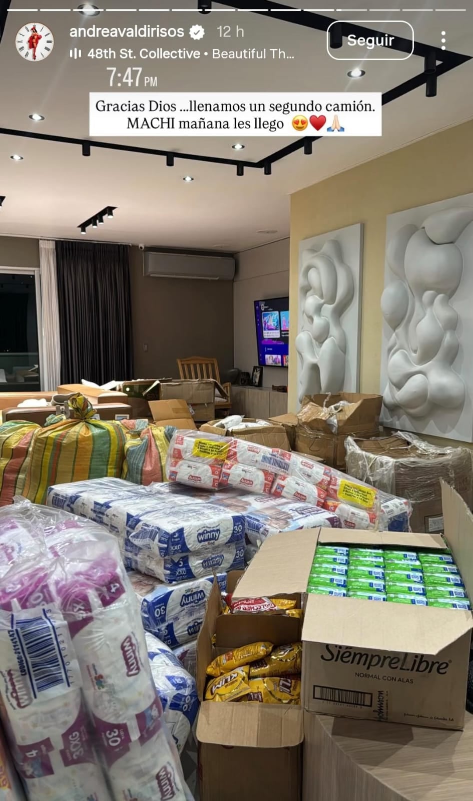 La barranquillera envía dos camiones cargados de artículos de primera necesidad para contener la emergencia