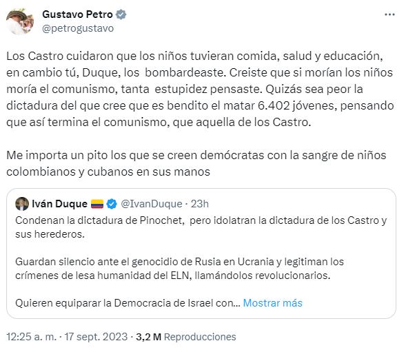 Trino del presidente Gustavo Petro donde dice que "me importa un pito los que se creen demócratas"