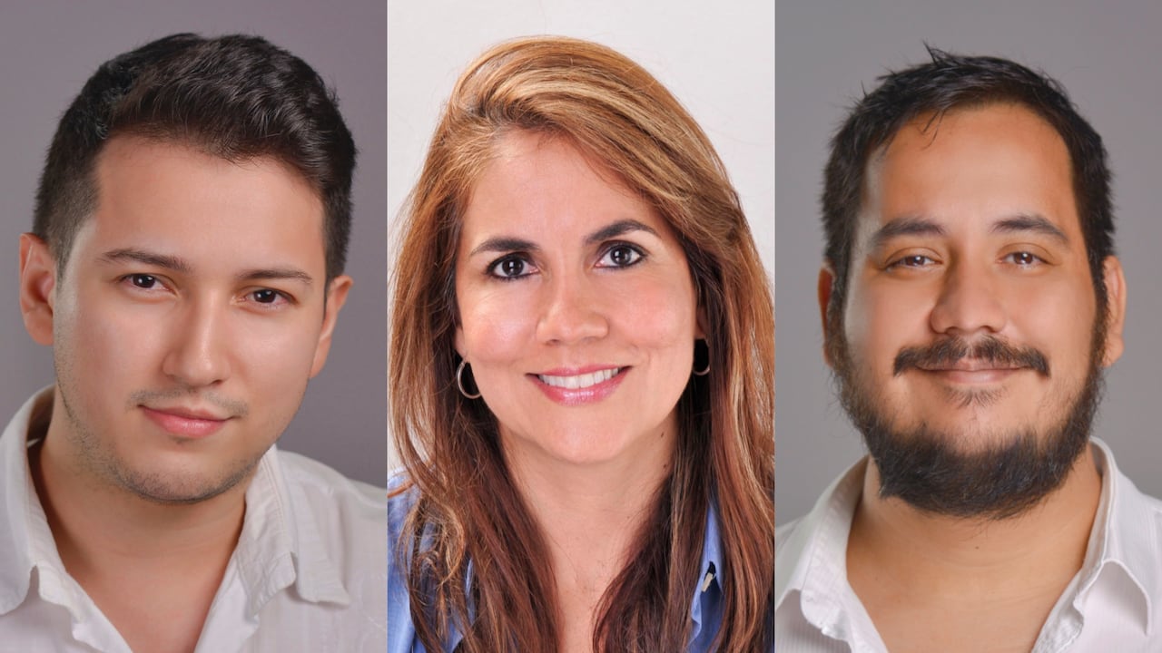 Estos tres artistas colombianos serán los embajadores del arte nacional en París. De izquieda a derecha- Miguel Ángel Guarín Ramírez, Maria Fernanda Cuartas, Julio César Sierra Ruiz. Foto: Andrés Anfassa