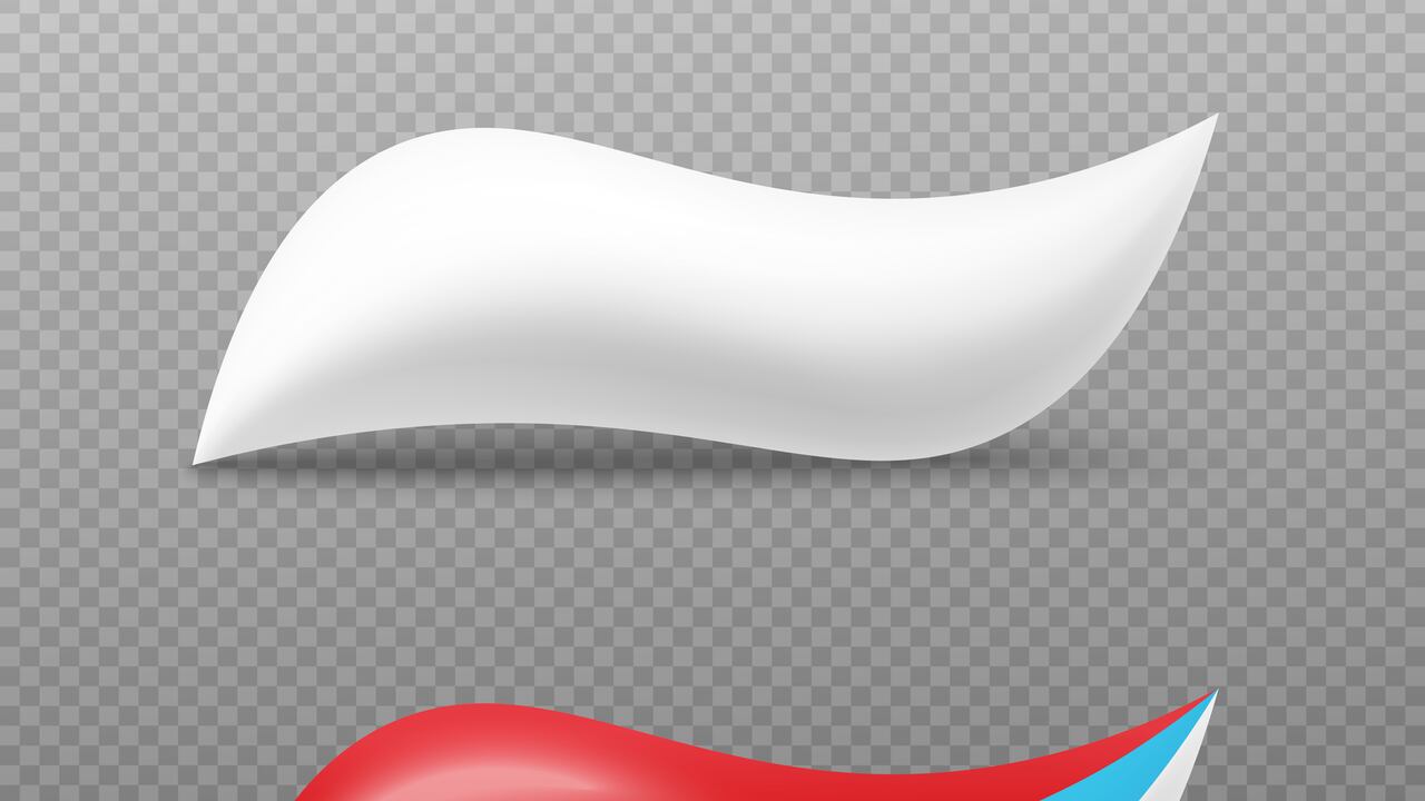 White and striped toothpaste blob set isolated on transparent background - realistic dentifrice tooth paste portion, oral hygiene product set. Vector illustration.