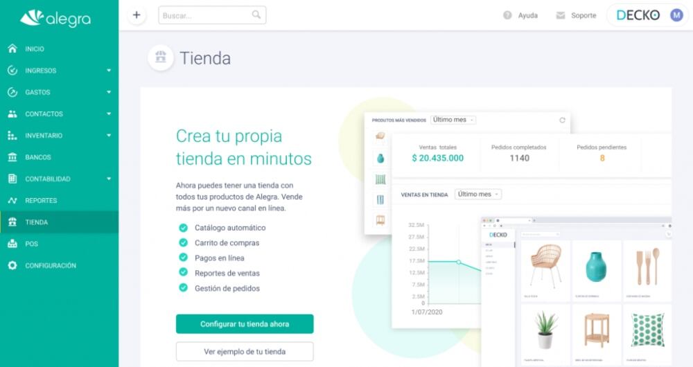 Alegra Tienda permite a las pymes crear un e-commerce en menos de 3 minutos.
