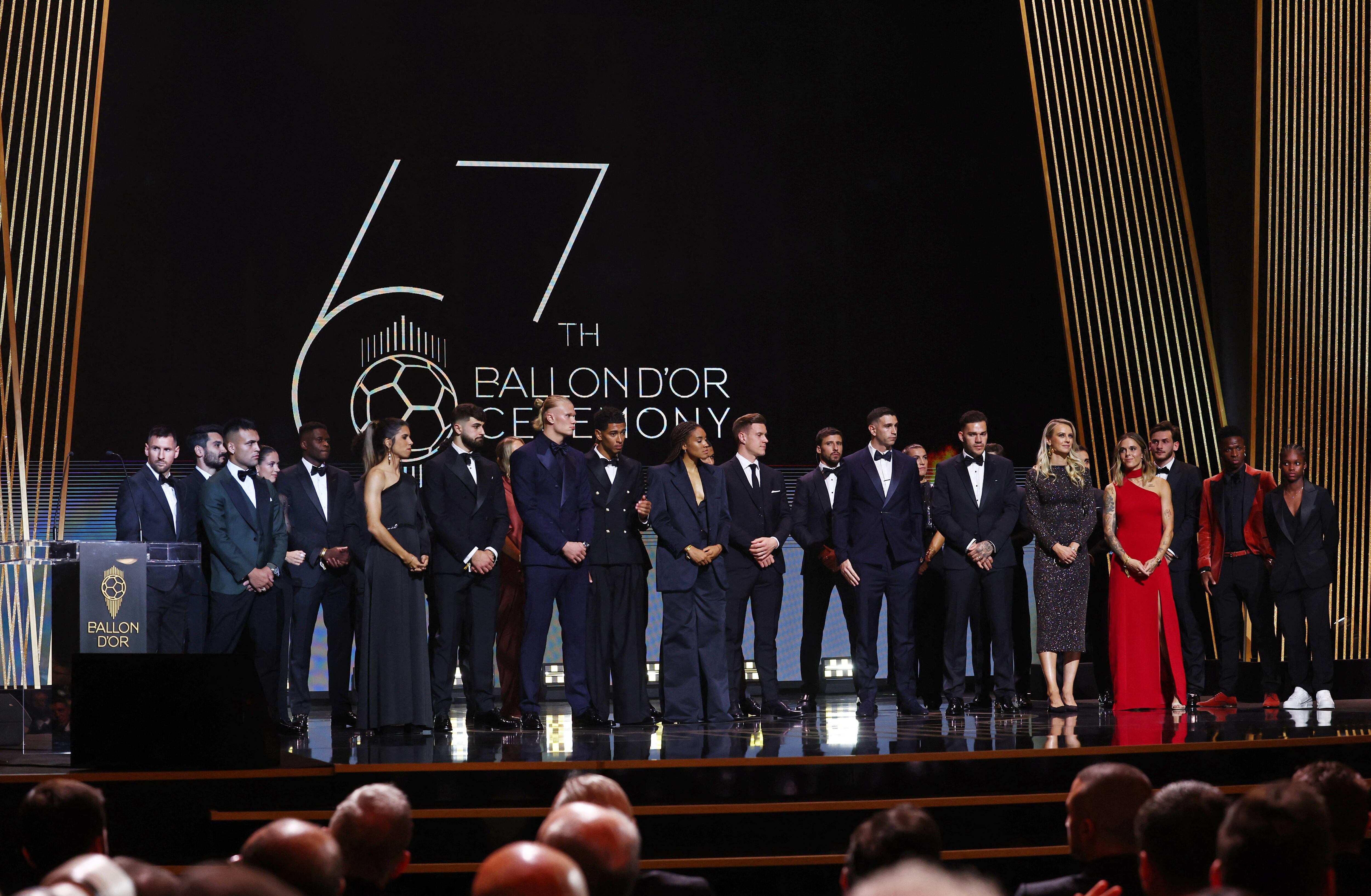 Soccer Football - 2023 Ballon d'Or - Chatelet Theatre, Paris, France - October 30, 2023 Nominees are pictured on stage during the awards REUTERS/Stephanie Lecocq