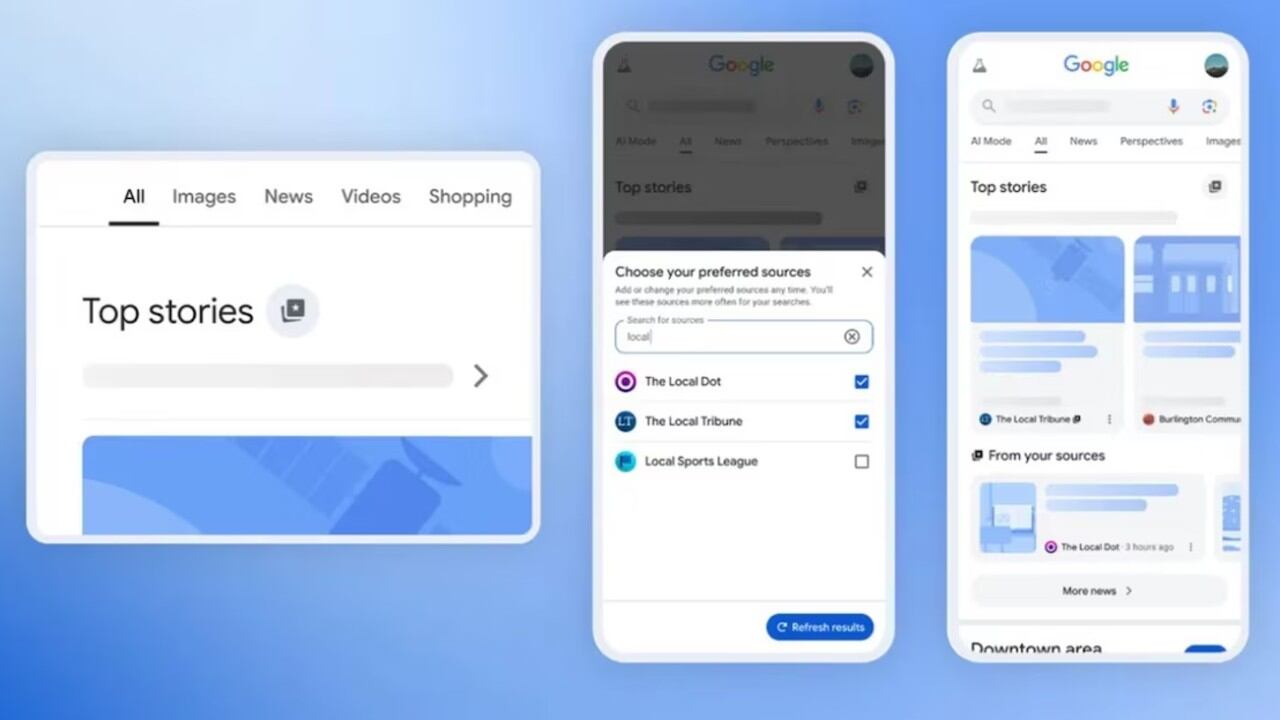 Los usuarios podrán buscar manualmente sus fuentes preferidas y seleccionar todas las que quieran.