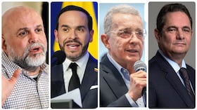 Salvatore Mancuso, Abelardo De La Espriella, Álvaro Uribe y Germán Vargas Lleras.
