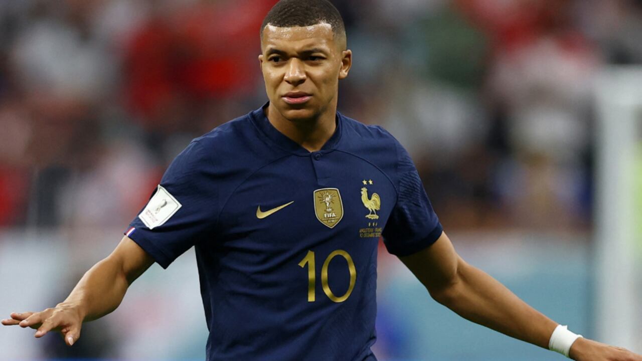 Soccer Football - FIFA World Cup Qatar 2022 - Quarter Final - England v France - Al Bayt Stadium, Al Khor, Qatar - December 10, 2022 France's Kylian Mbappe reacts REUTERS/Matthew Childs