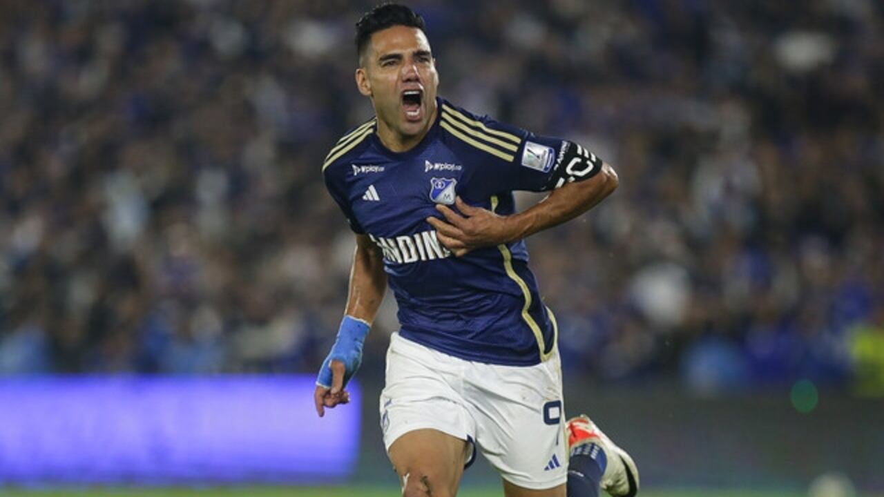 Falcao celebrando un gol ante Pasto en El Campín.