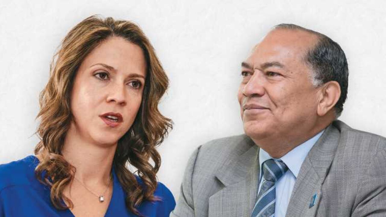 María Claudia Lacouture (ministra de comercio) y Amylkar Acosta ( presidente de la Federación de Departamentos).