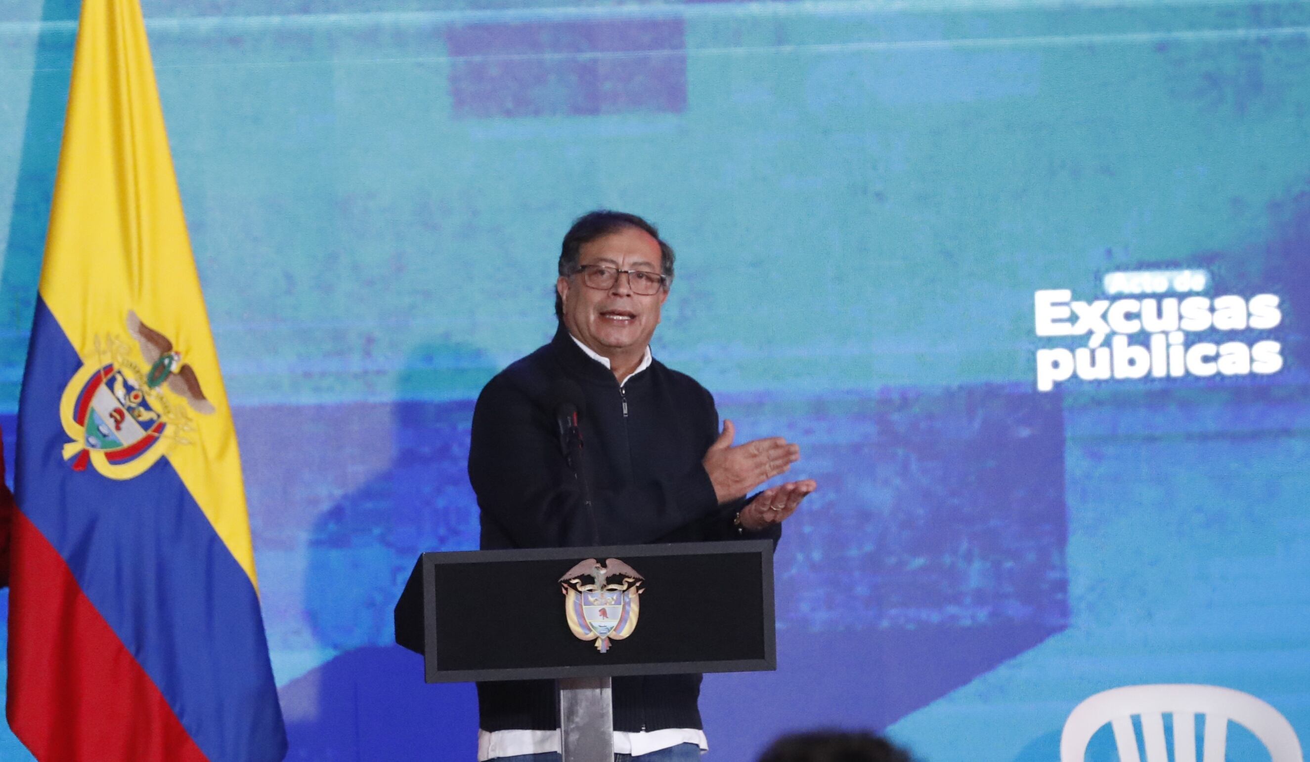 Presidente Gustavo Petro en el acto de perdón del Estado por los falsos positivos