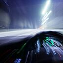blur motion inside car light trail represent moving car or drunk driver