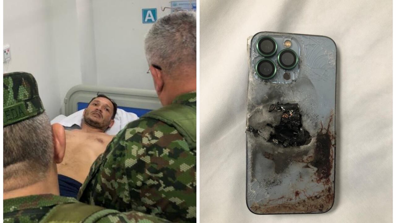 El capitán Javier Leal, quien resultó herido en medio de los ataques del Clan del Golfo este viernes en Antioquia, se salvó de morir gracias al celular que portaba en el chaleco, a la altura del pecho.
