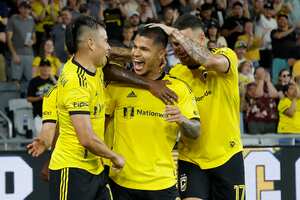 Juan Camilo "Cucho" Hernández celebrando en el Columbus Crew.