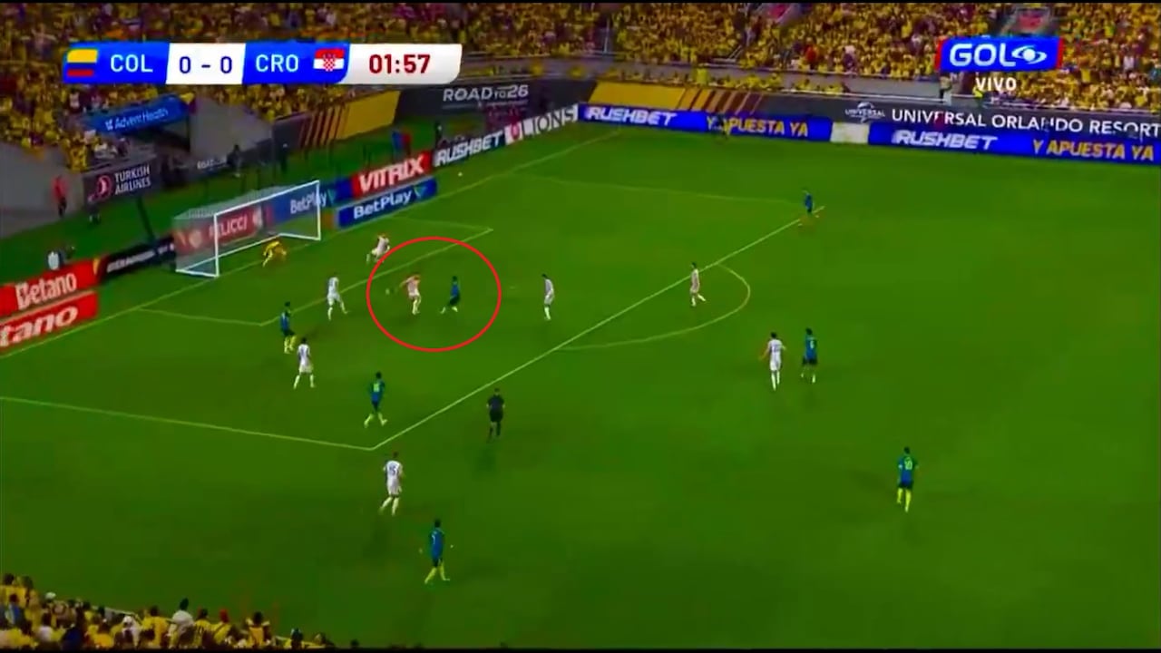 Momento del gol de Jhon Arias