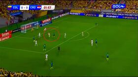 Momento del gol de Jhon Arias.