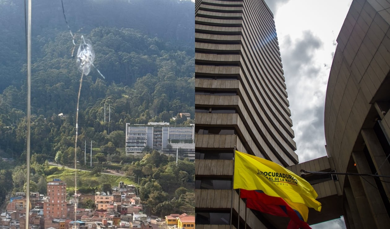 El rastro del impacto de la bala quedó en una ventana del piso 26 de la sede principal de la Procuraduría, en Bogotá.