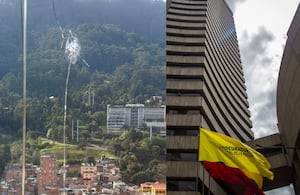 El rastro del impacto de la bala quedó en una ventana del piso 26 de la sede principal de la Procuraduría, en Bogotá.