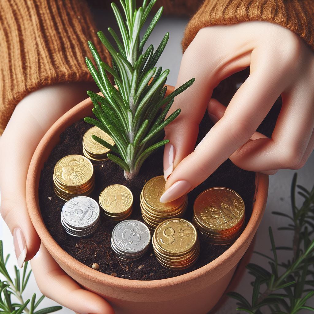 Enterrar monedas junto a planta de romero.