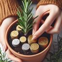 Enterrar monedas junto a planta de romero.