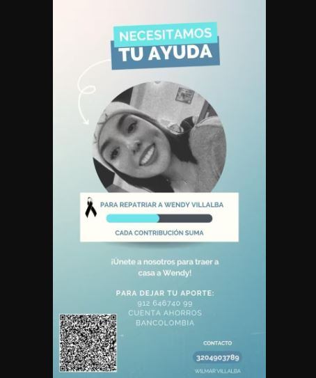 La familia de Wendy pide ayuda para repatriarla