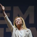 Giorgia Meloni durante el cierre de su campaña en Roma el 22 de septiembre del 2022. Meloni y su agrupación de derecha Hermanos de Italia son los favoritos para ganar las elecciones parlamentarias del 25 de septiembre. (AP Photo/Gregorio Borgia, file)