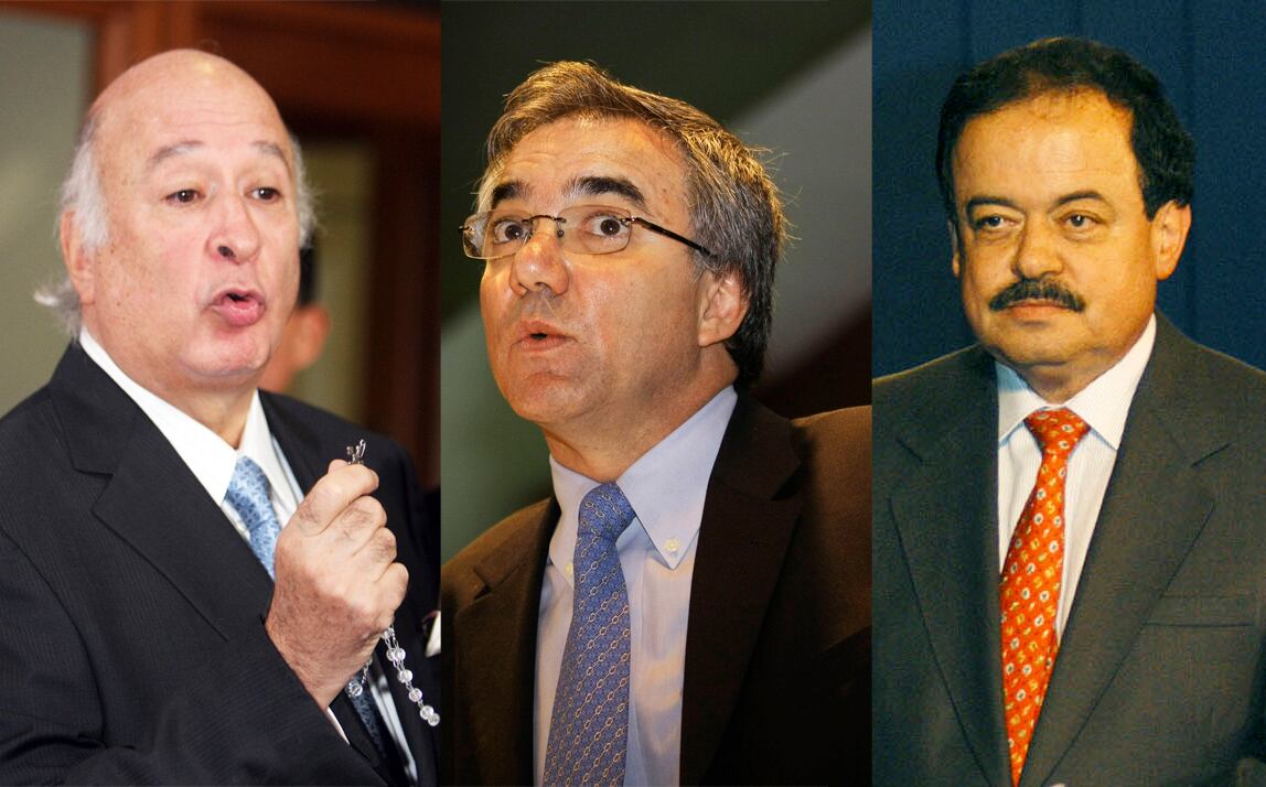 Los  exministros de Protección Social, Diego Palacio, del Interior, Sabas Pretelt, y el  exsecretario de la Presidencia Alberto Velásquez