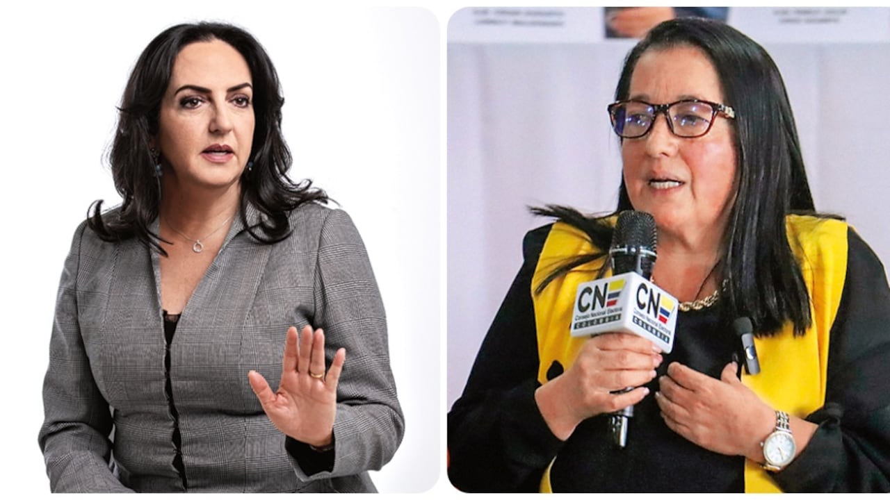 María Fernanda Cabal y la magistrada Alba Lucía Velásquez.