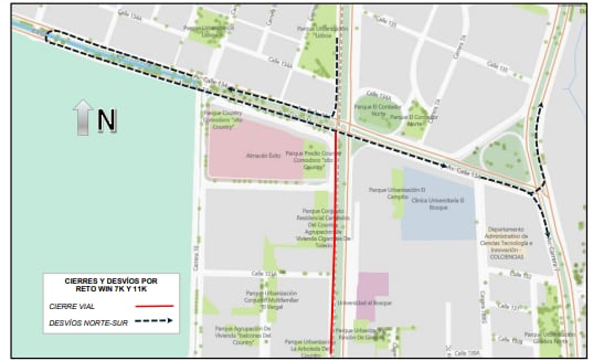 Desvío Av. Carrera 9 sentido norte-sur y Av. Calle 134