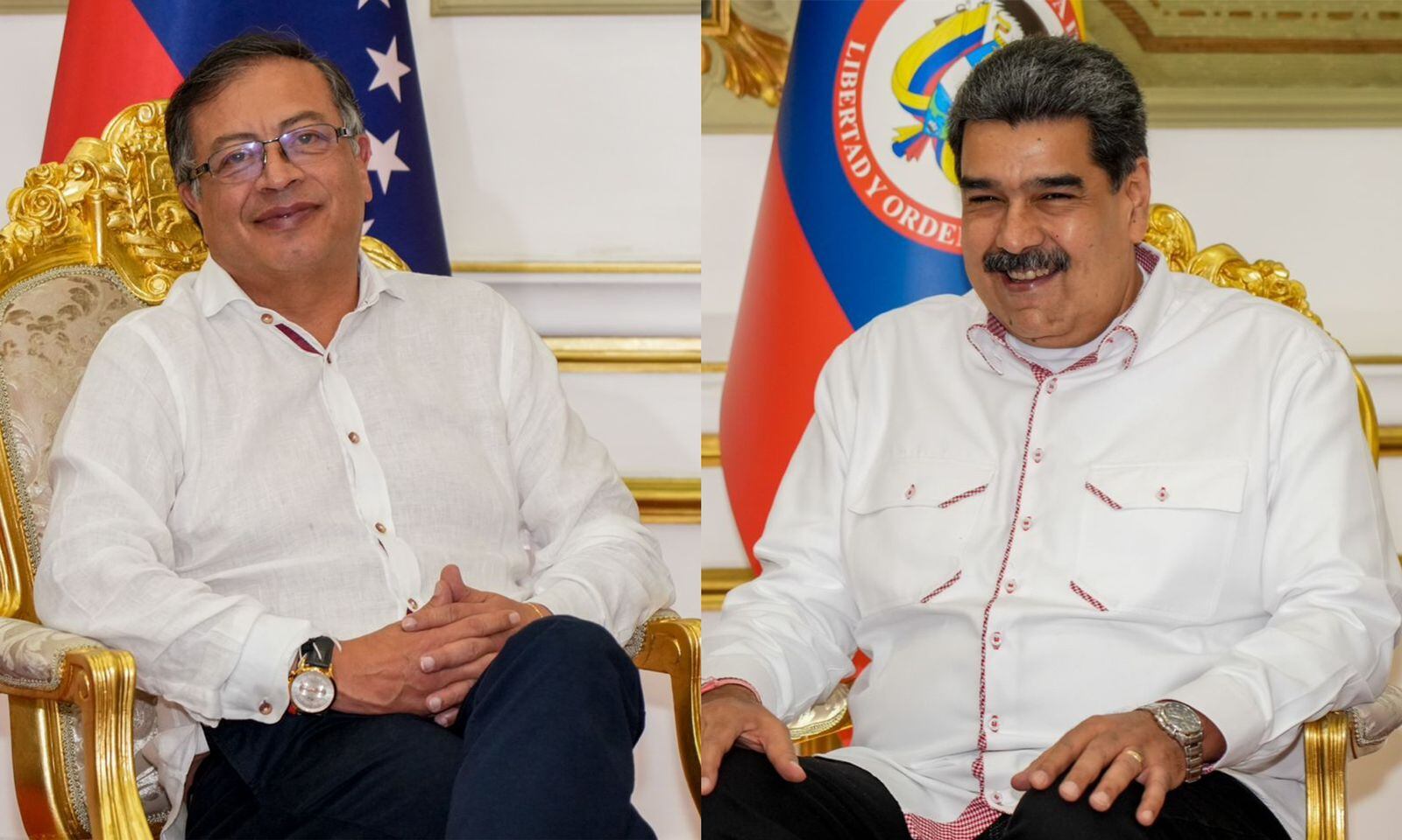 El presidente de Colombia, Gustavo Petro, y Nicolás Maduro, mandatario de Venezuela.