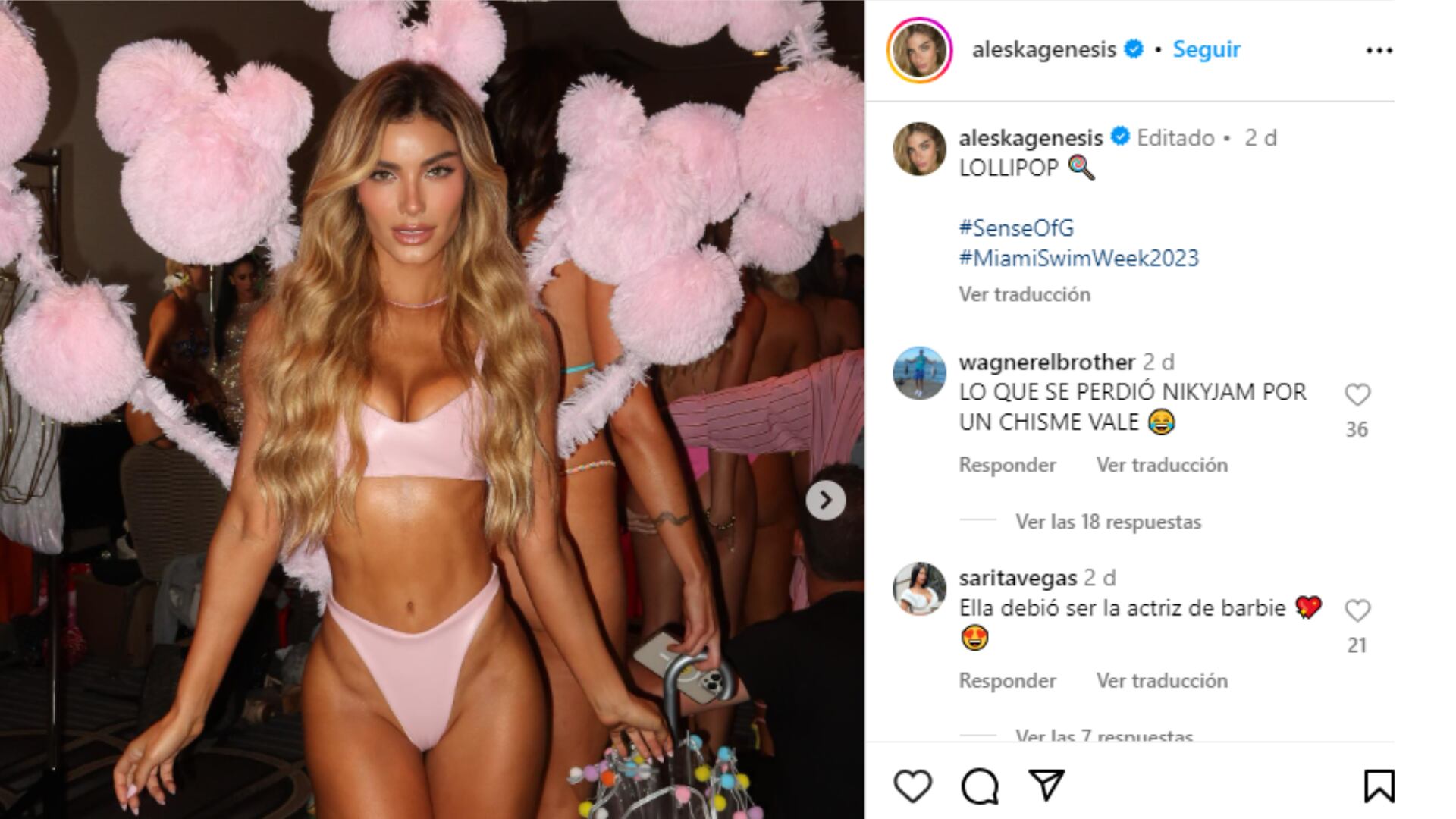 Aleska Génesis, de 31 años, cuenta con más de 5 millones de seguidores en su perfil de Instagram.