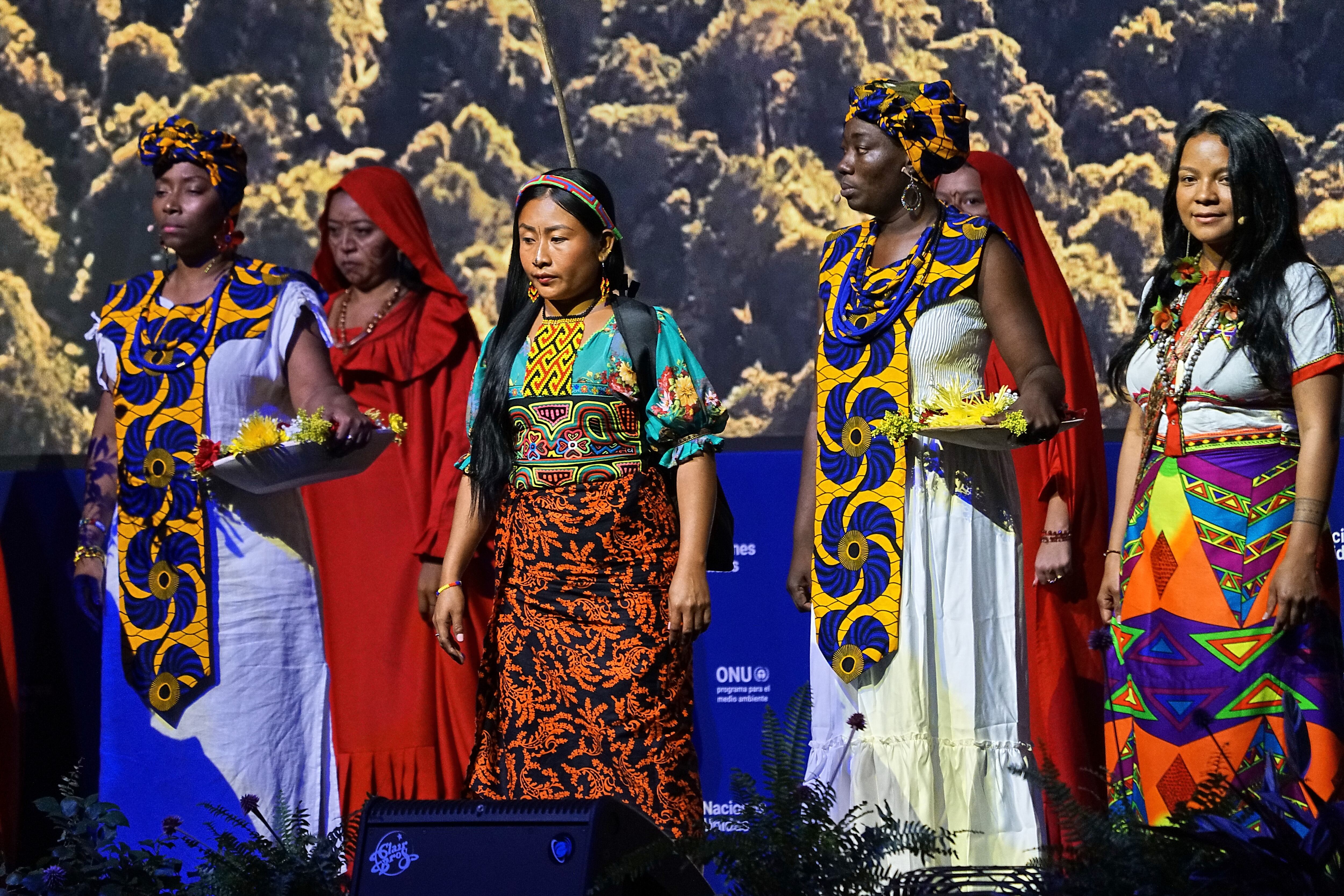 Así es la moda de algunas de las delegaciones del mundo que están en la COP16. Foto Jorge Orozco.