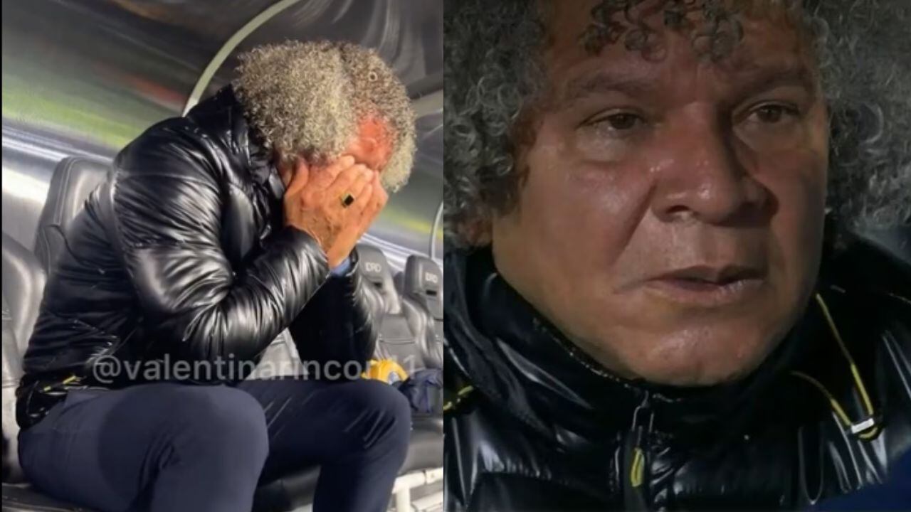 Alberto Gamero llorando después de ganar la final de la Liga BetPlay 2023-I. Foto 1: Captura de pantalla tomada del video de @Valen_rincon11 Foto 2: Win Sports