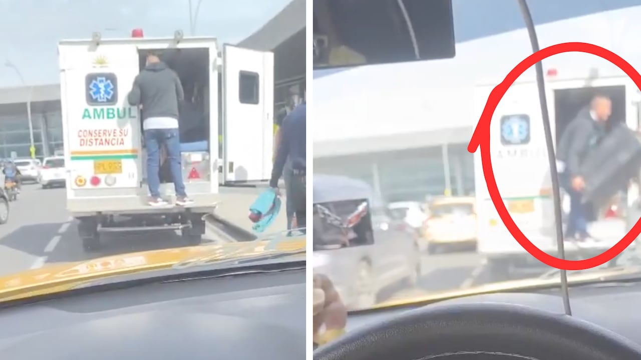Aparente uso de ambulancia como servicio de transporte de pasajeros en el aeropuerto El Dorado.