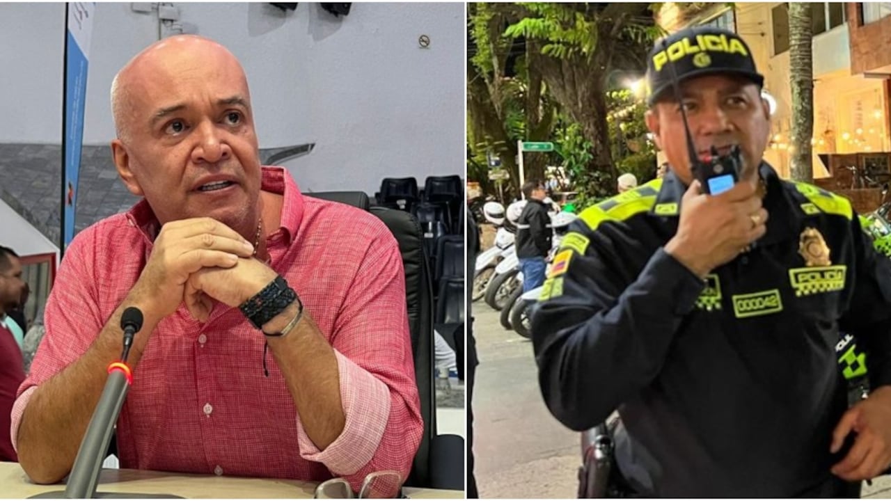 El concejal Fernando Tamayo y el coronel Daniel Gualdrón, comandante de la Policía Metropolitana de Cali.