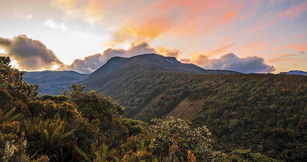  6:00 a.m: al salir del ‘túnel verde’ aparece esta postal de la Cordillera Central, falta un kilómetro para llegar a la laguna Magdalena. El Parque Nacional Natural Puracé tiene cerca de 83.000 hectáreas. 