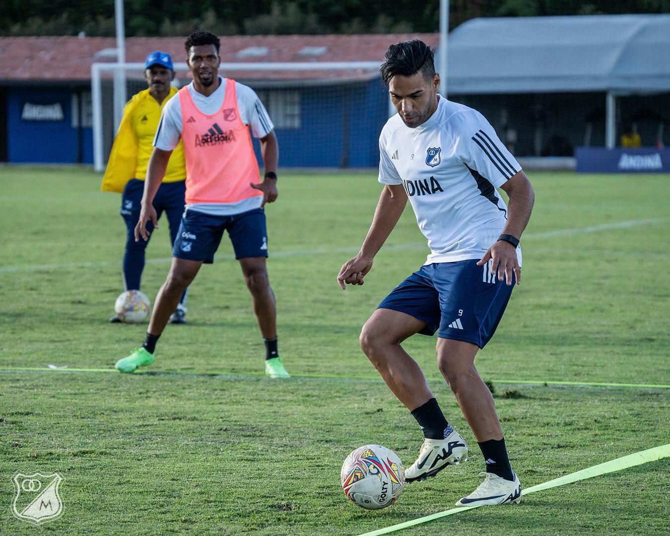 Falcao en su primer entrenamiento con Millonarios.