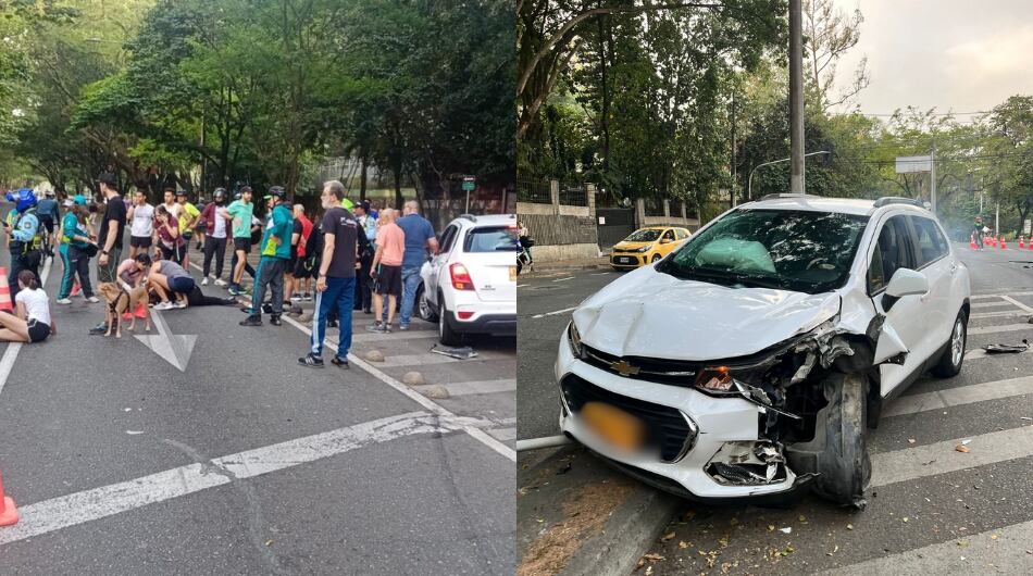 Vehículo implicado en el accidente de la ciclovía en Medellín.