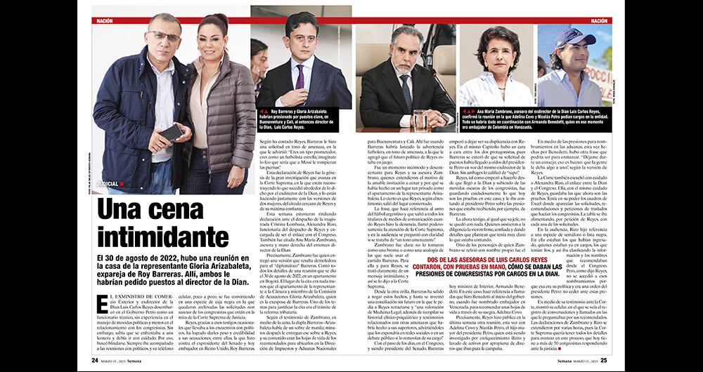 Denuncia de SEMANA sobre la cena de Barreras y Arizabaleta junto a Luis Carlos Reyes.