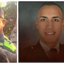 Jhon Jairo Evangelista Monterroza (izq.) y Andrés Felipe Carrillo Bayona, policías asesinados en Pasacaballos, Cartagena.