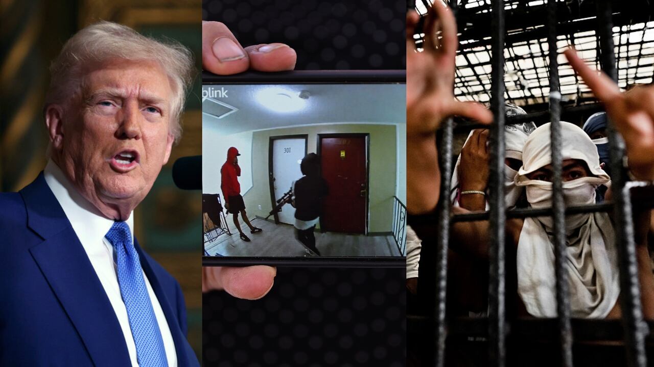 Donald Trump y miembros del Tren de Aragua y la Mara Salvatrucha.