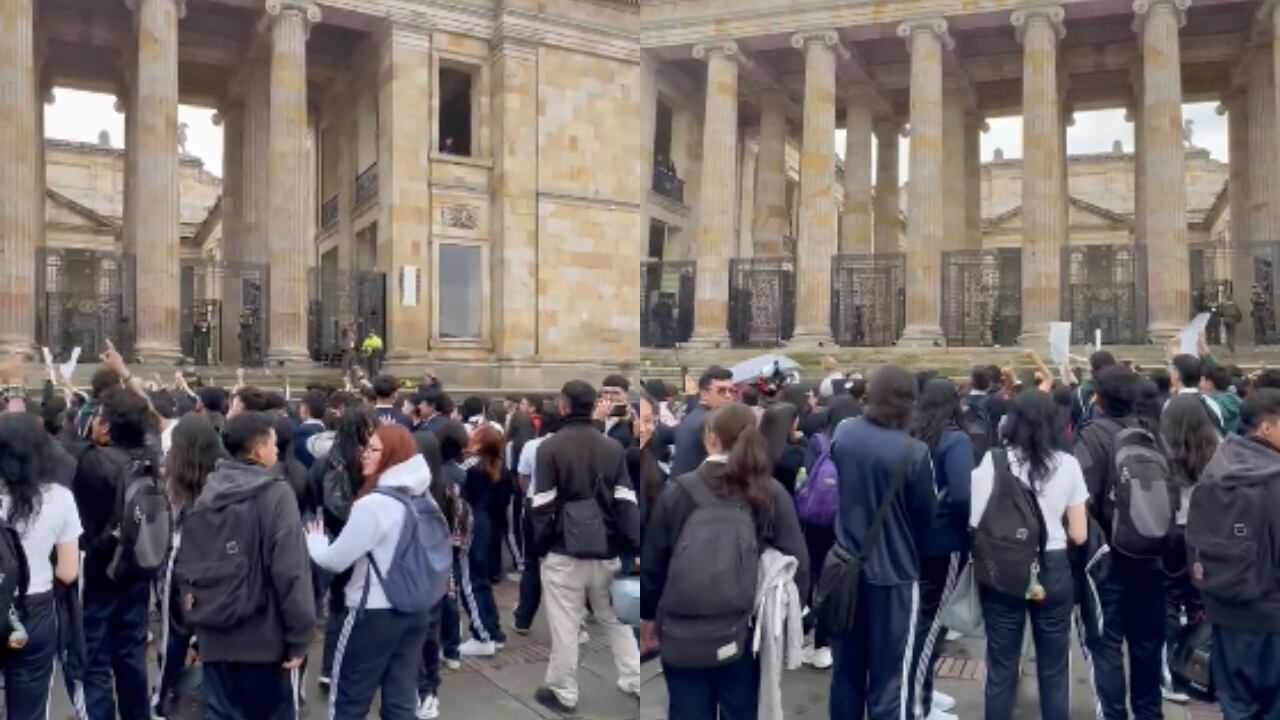 Estudiantes del Sena en la Plaza de Bolívar.
