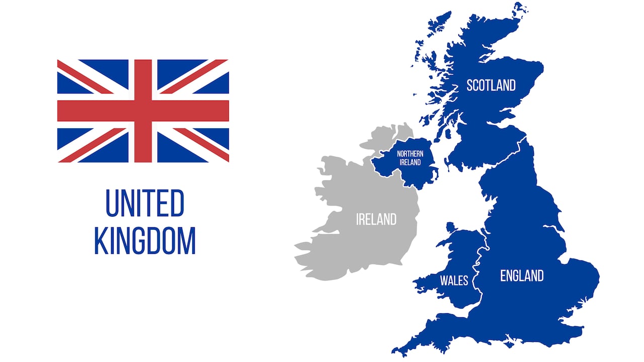 Mapa del Reino Unido: Inglaterra, Escocia, Gales e Irlanda del Norte
