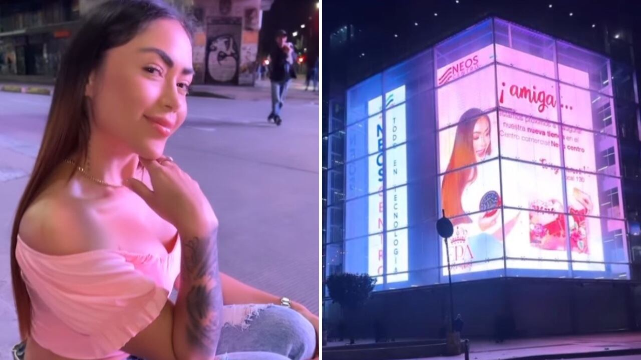 Epa Colombia se mostró feliz por estar en un anuncio electrónico en el centro de Bogotá