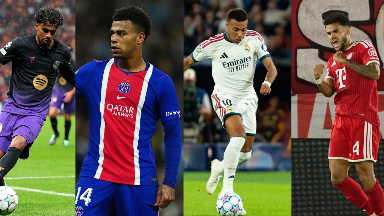 Lamine Yamal, Désiré Doué, Kylian Mbappé y Luis Díaz.