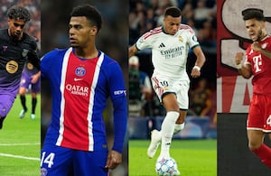 Lamine Yamal, Desire Doué, Kylian Mbappé y Luis Díaz