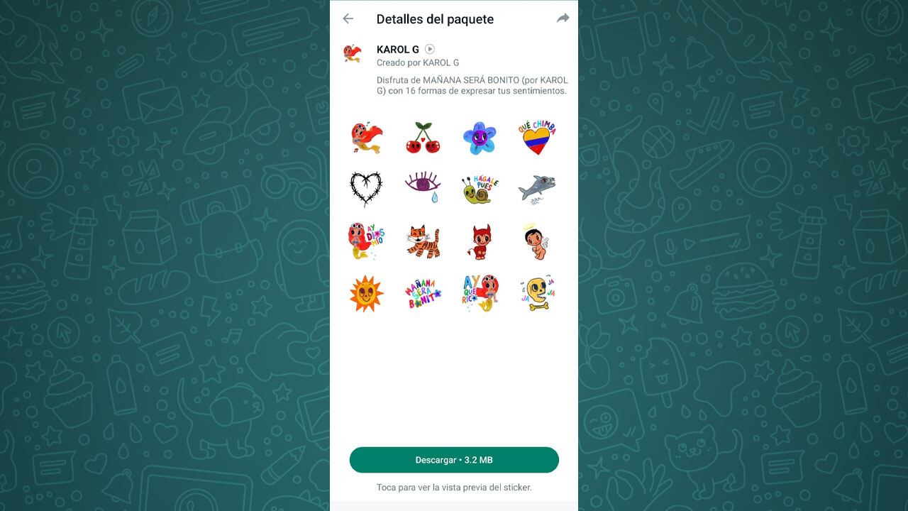 WhatsApp lanzó un paquete de stickers para los fans de Karol G.