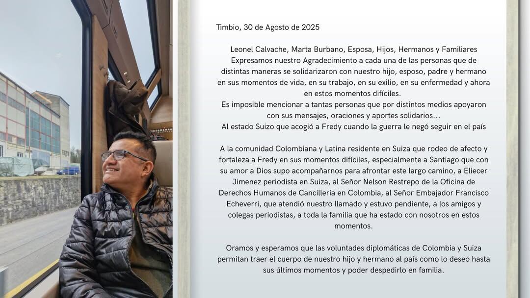 La familia del periodista pidió ayuda para repatriar su cuerpo a Colombia.